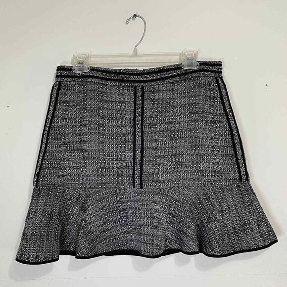 Madewell Black Textured A line Skirt Size 8  With Ruffle Style B1410 - Picture 1 of 5